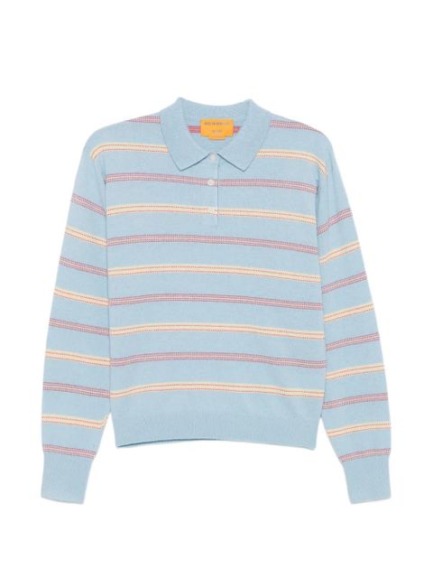 Guest In Residence Collegiate striped polo top - Blue - zdjęcie produktu nr 1