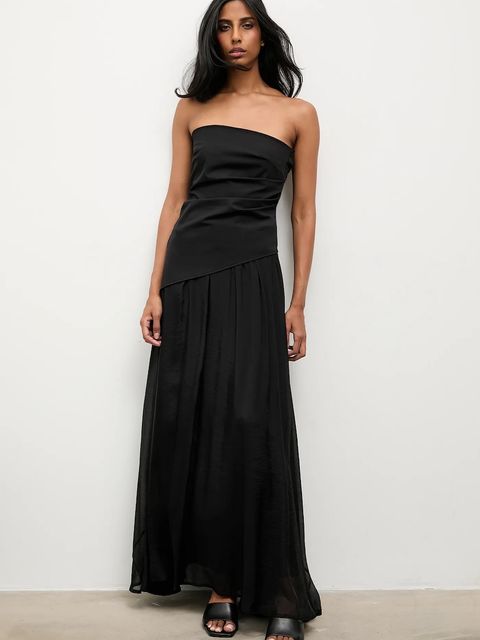 Answear.LAB spódnica z dodatkiem lyocellu kolor czarny maxi rozkloszowana - zdjęcie produktu nr 2