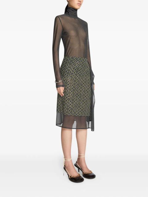 DRIES VAN NOTEN geometric-pattern midi skirt - Green