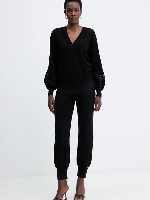 Twinset sweter z domieszką wełny damski kolor czarny 252TT3440