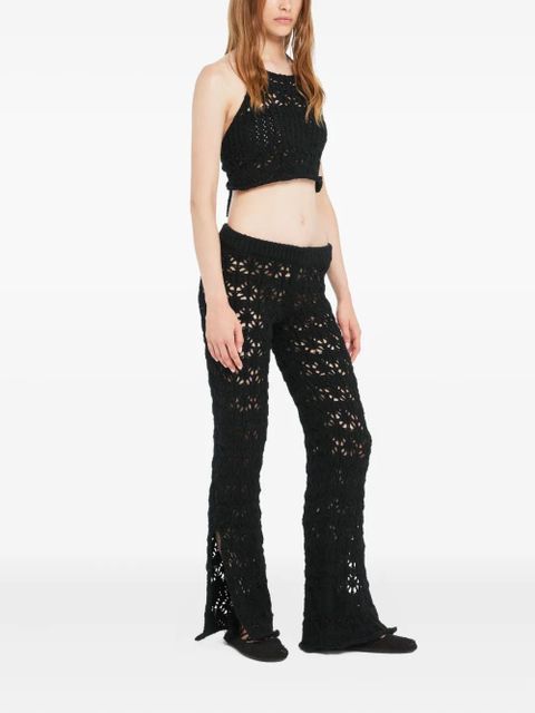 Alanui Lagoon Romance crochet trousers - Black