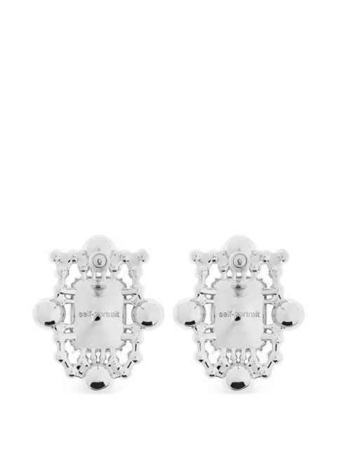 Self-Portrait embellished earrings - Silver