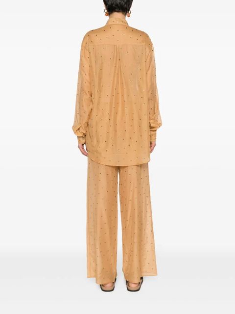 Oséree rhinestoned cotton blend shirt - Neutrals