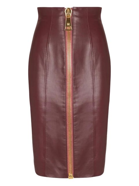 Balmain lambskin-leather zip-front mini skirt - Red - zdjęcie produktu nr 1