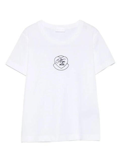 Moncler heart-embroidered cotton T-shirt - White - zdjęcie produktu nr 1