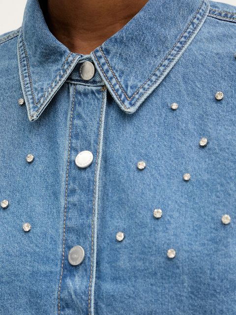 Morgan koszula jeansowa damska kolor niebieski regular z kołnierzykiem klasycznym CBLING