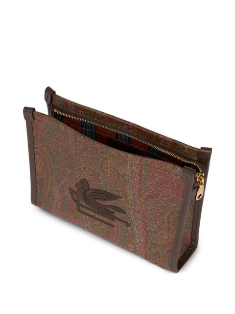 ETRO Arnica Pegaso-embroidered clutch bag - Brown