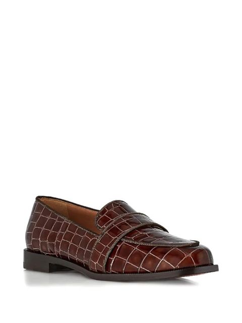 Aquazzura Martin crocodile-effect loafers - Brown