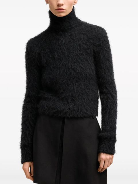 AMI Paris brushed-effect cotton jumper - Black