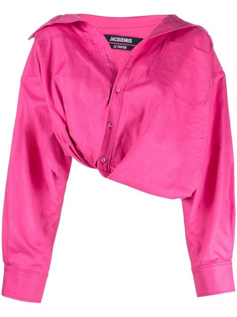 Jacquemus La Chemise Mejean tucked blouse - Pink - zdjęcie produktu nr 1