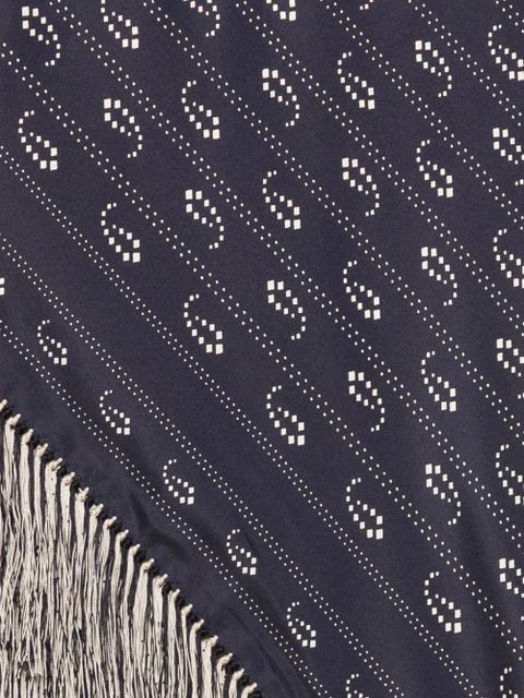 Tory Burch paisley-print fringed scarf - Blue - zdjęcie produktu nr 2