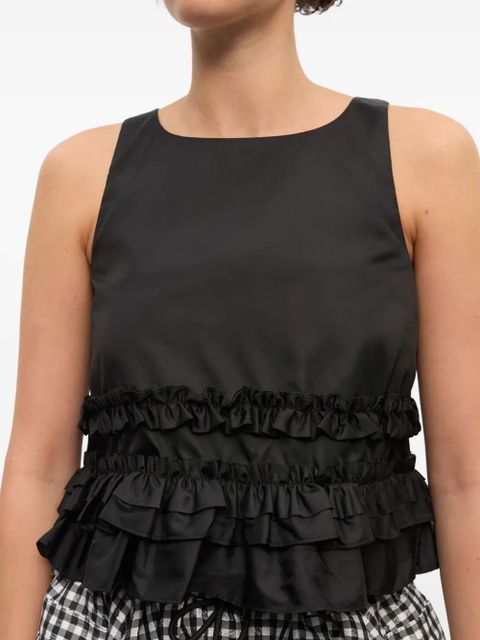 GANNI ruffled top - Black