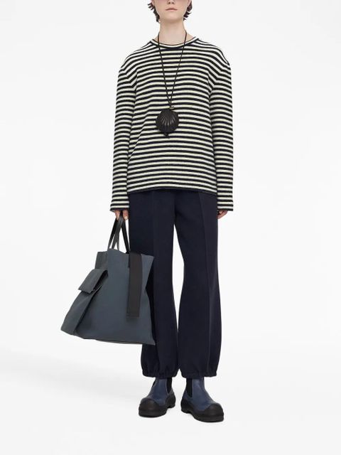 Jil Sander logo-patch striped wool T-shirt - Black - zdjęcie produktu nr 2