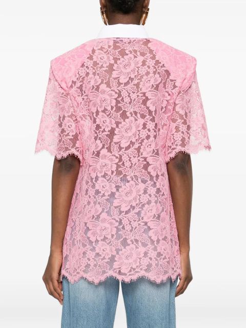 Rowen Rose lace polo top - Pink