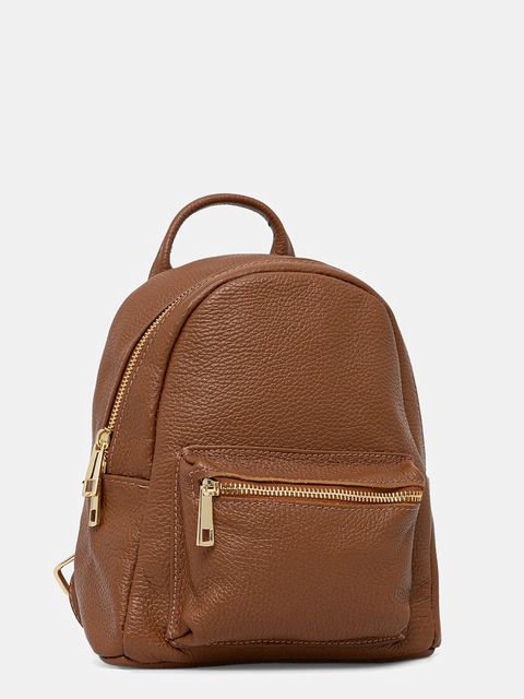 Answear.LAB plecak skórzany damski kolor brązowy mały gładki