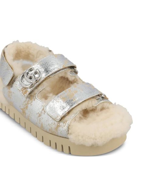 Gucci logo metallic sandals - Silver