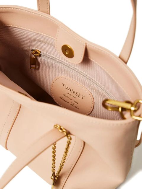 TWINSET chain-detail leather tote bag - Pink