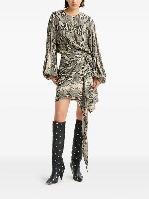 Essentiel Antwerp balloon-sleeve draped asymmetric dress - Grey