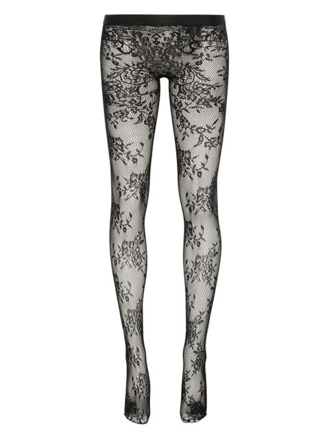 Alexander McQueen floral-lace tights - Black