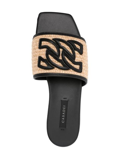 Casadei Portofino logo-patch slides - Neutrals