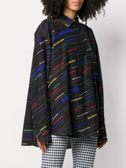 Balenciaga diagonal stripe logo shirt - Black