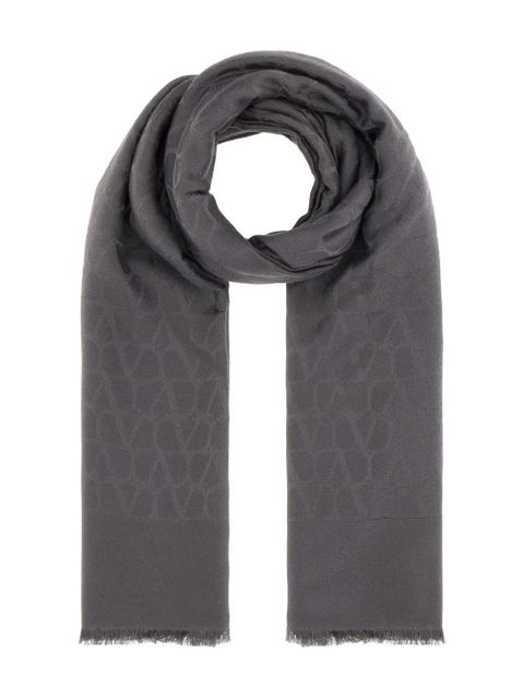Valentino Garavani jacquard fringed scarf - Grey