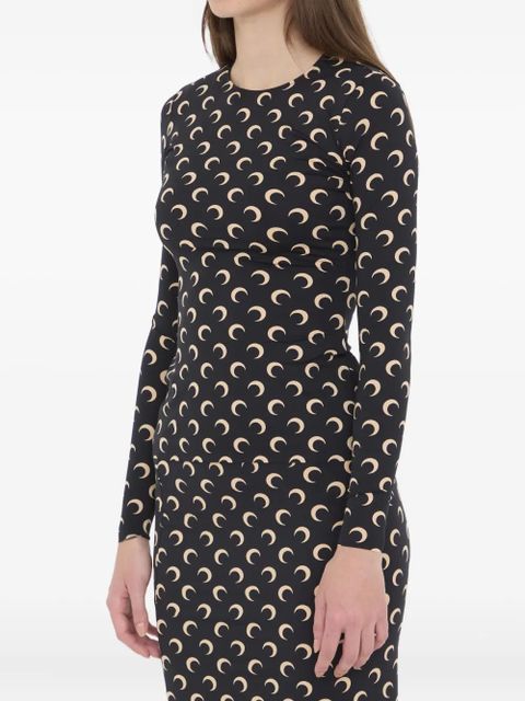 Marine Serre Crescent Moon-print long-sleeve top - Black