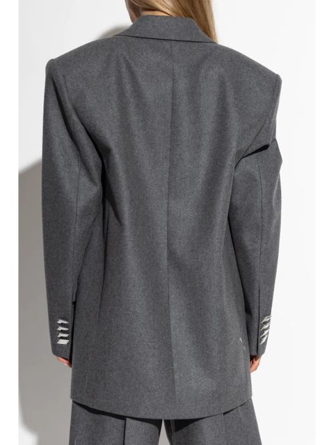 The Attico single-button wool-blend blazer - Grey