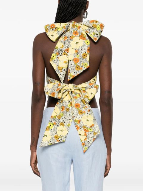 ALEMAIS Orange Blossom floral-tie top - Yellow