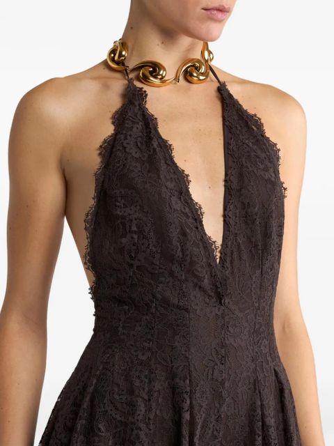 ETRO paisley lace jumpsuit - Brown