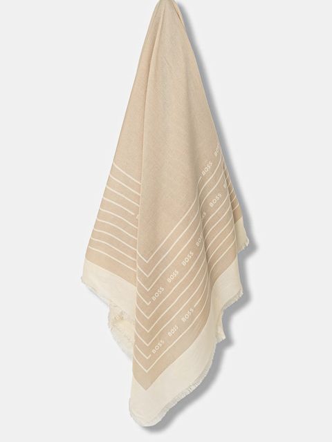 BOSS chusta z domieszką jedwabiu kolor beżowy 50521800 - zdjęcie produktu nr 1