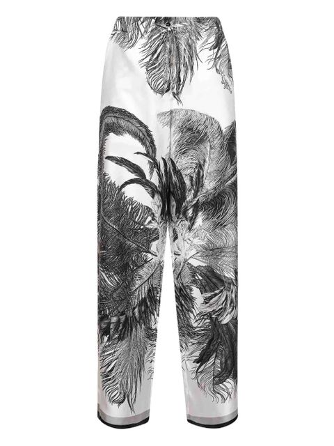 The Attico feather-print palazzo pants - White - zdjęcie produktu nr 1