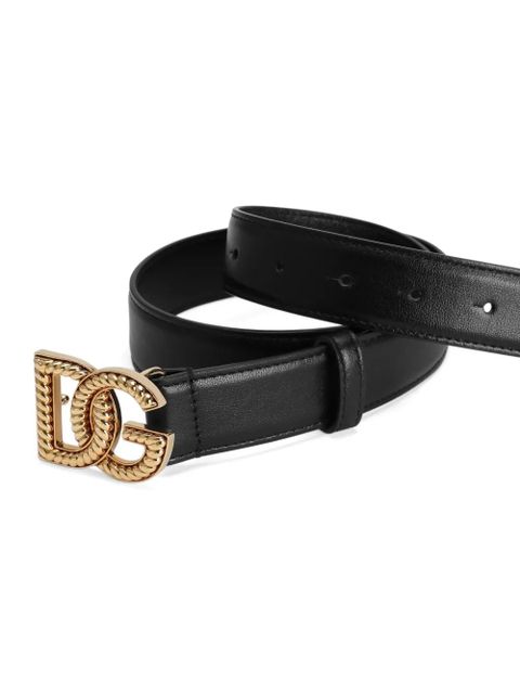 Dolce & Gabbana logo-plaque leather belt - Black