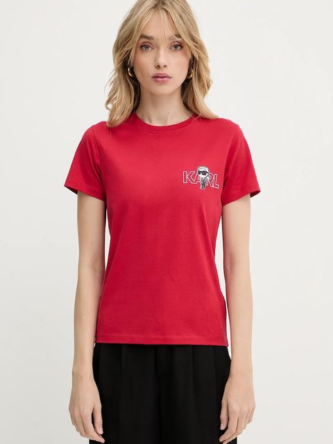 Karl Lagerfeld t-shirt bawełniany IKON damski kolor czerwony A3W17085 - zdjęcie produktu nr 1