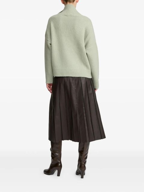Yves Salomon pleated leather skirt - A2009 BROWN