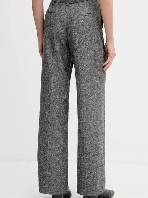Pedro del Hierro spodnie z domieszką wełny damskie kolor szary proste high waist 7602535 - zdjęcie produktu nr 2
