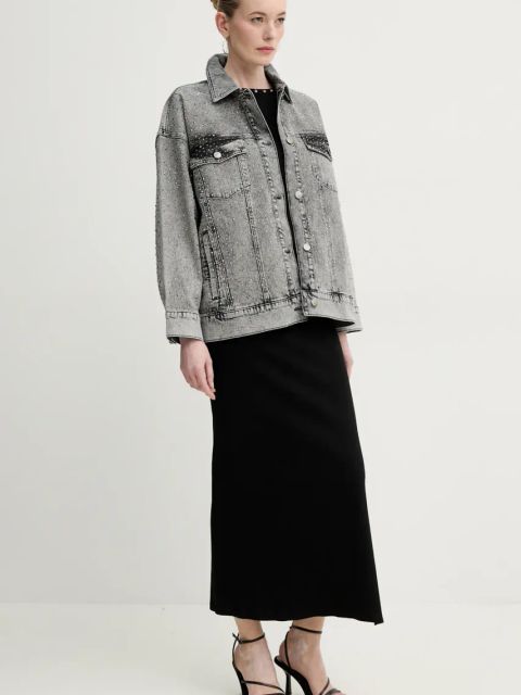 Gestuz kurtka jeansowa kolor szary przejściowa oversize 10910099