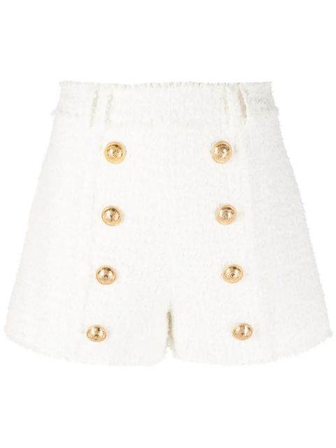 Balmain button-embellished tweed shorts - White - zdjęcie produktu nr 1
