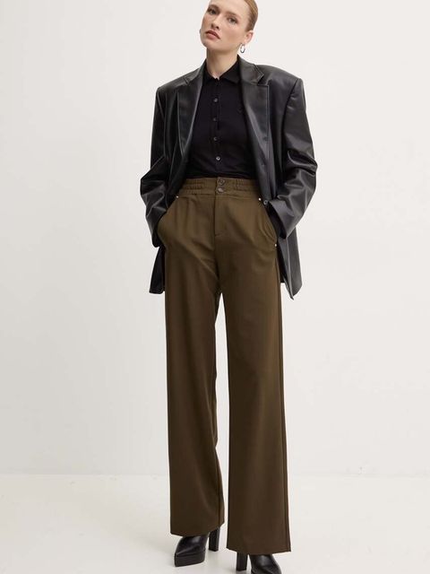 Pinko spodnie damskie kolor zielony proste high waist 104178 A18E