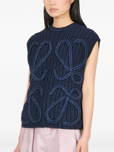 LOEWE cable-knit vest - Blue - zdjęcie produktu nr 1