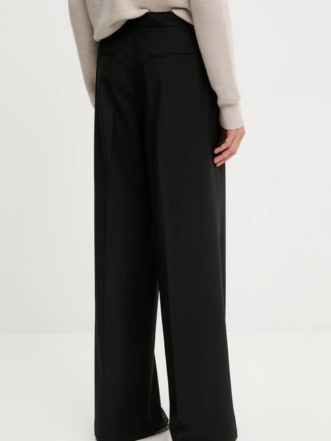 Blugirl Blumarine spodnie z dodatkiem wełny damskie kolor czarny szerokie high waist RF5267.T207A