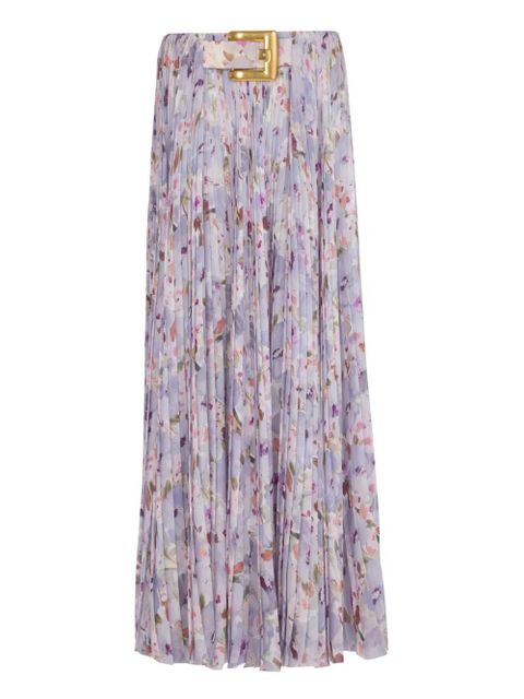 Balmain flower-print pleated skirt - Purple - zdjęcie produktu nr 1