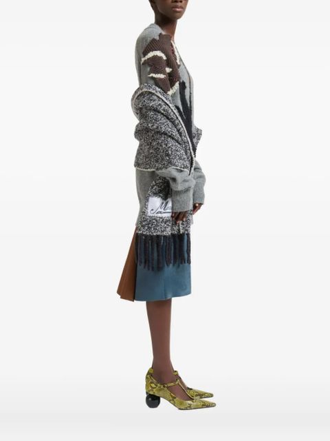 Marni floral-appliqué V-neck cardigan - Grey