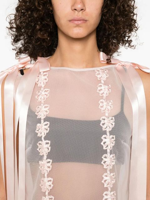 Simone Rocha ribbon-trimmed sleeveless midi dress - Pink