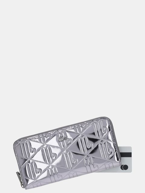 Lacoste portfel skórzany damski kolor srebrny NF5138HN
