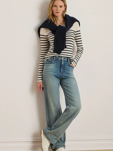 Lauren Ralph Lauren bluzka bawełniana damska kolor granatowy wzorzysta 200980046