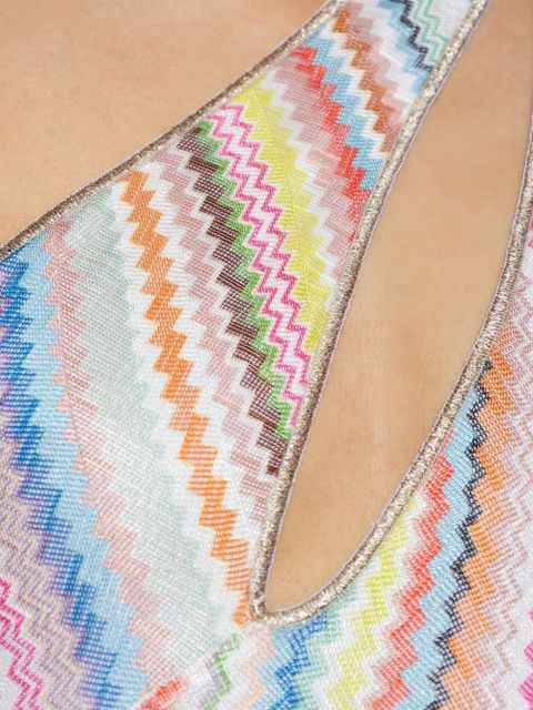 Missoni zigzag-knit one-shoulder swimsuit - Blue