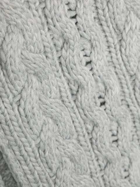 Barbour pompom-detail cable-knit scarf set - Grey - zdjęcie produktu nr 2