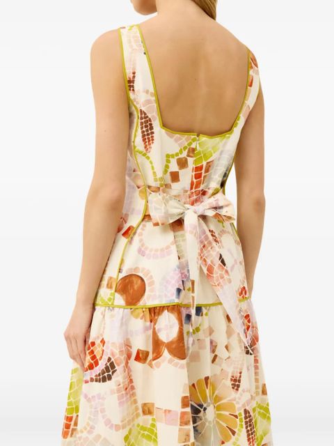 Marie Oliver Jada mosaic-print tiered dress - Neutrals