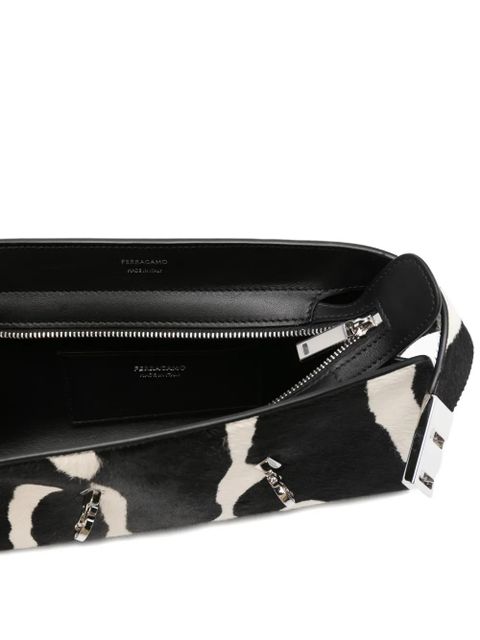 Ferragamo Hug zebra-print clutch bag - Black